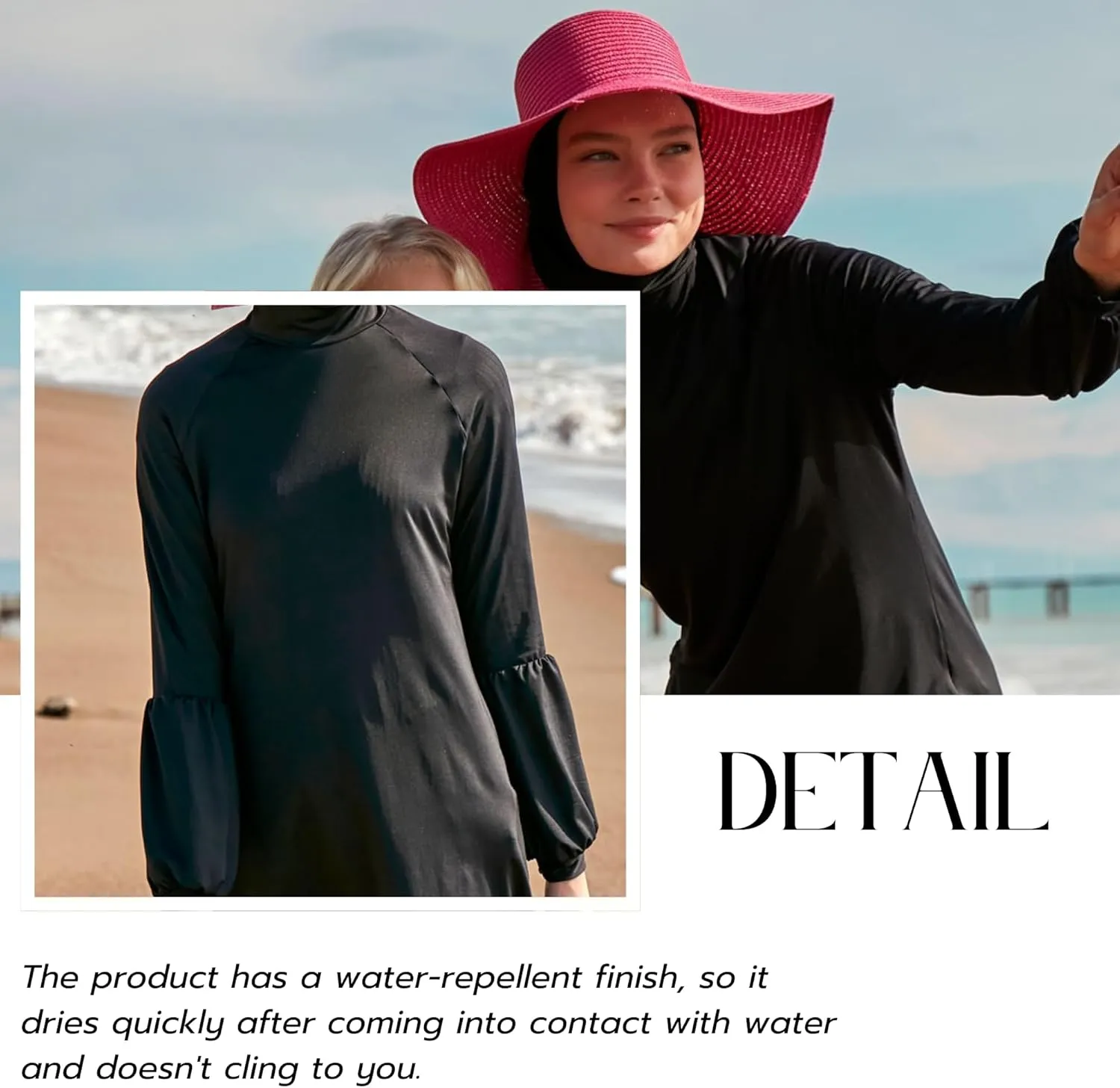 Islamic Full-Length Patterned Modest Swimsuit for Women | 4 PCS Muslim Burkini Set | Full Coverage Long Sleeve Rash Guard