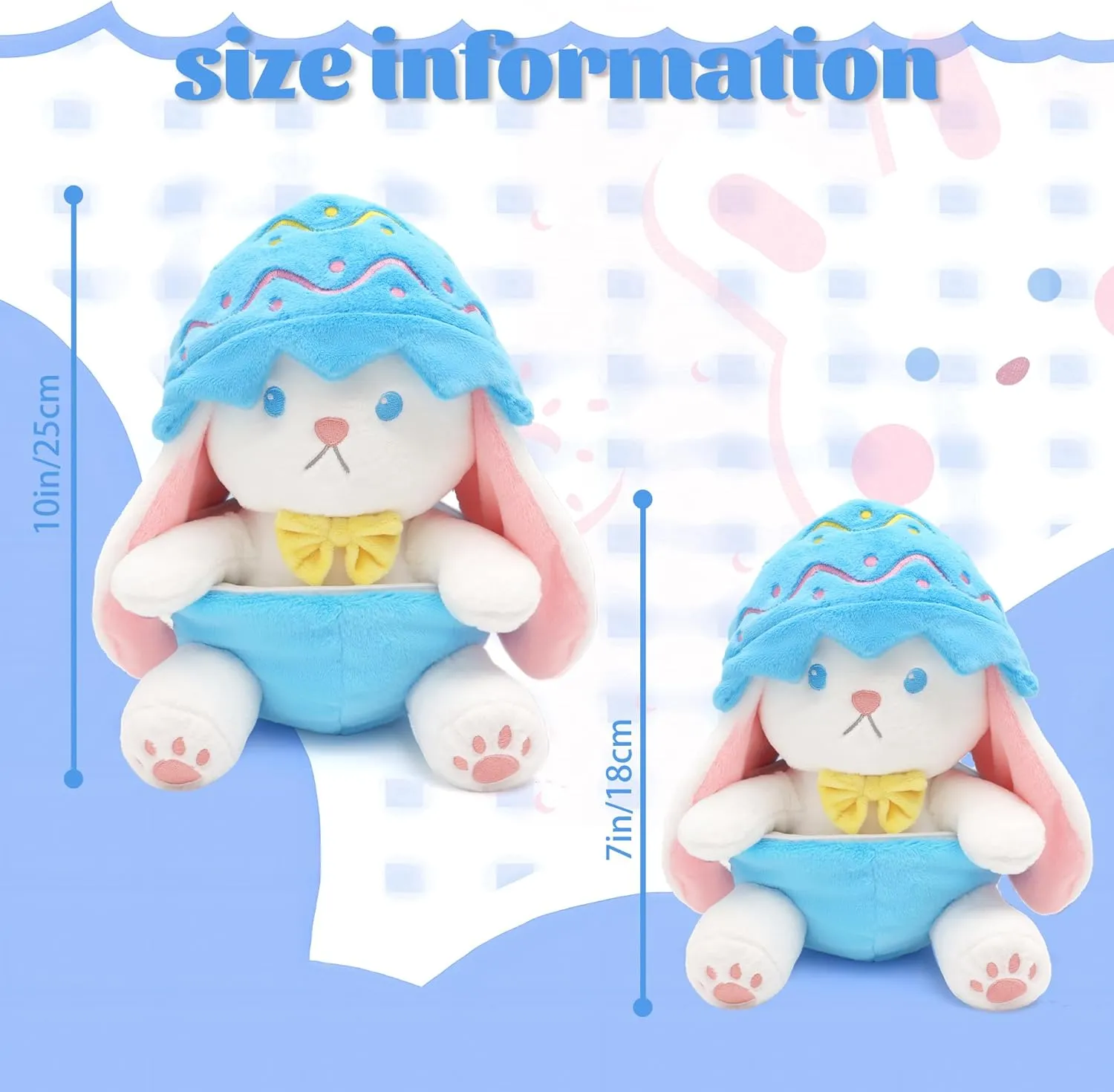 IUTOYYE Easter Bunny Stuffed Animal with Removable Easter Eggshell, 9.84 inch Easter Bunny Plush Hide in Easter Egg Plush for Girls Boys Adult(Blue)