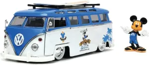Jada Toys Disney Mickey and Friends 1:24 Volkswagen T1 Bus Die-cast Car w/ 2.75" Mickey Mouse Figure, Toys for Kids and Adults