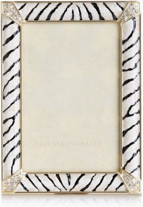 Jay Strongwater Leonard Pave Corner 4" x 6" Frame - Zebra Striped