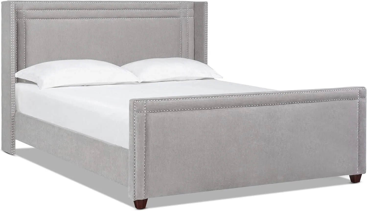 Jennifer Taylor Home Elle Wingback Upholstered King Bed, Silver Grey Polyester