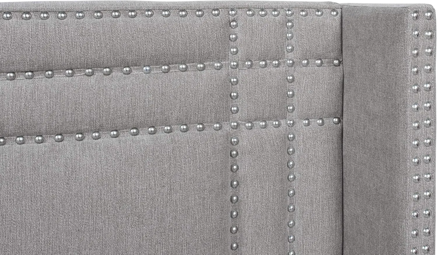 Jennifer Taylor Home Elle Wingback Upholstered King Bed, Silver Grey Polyester