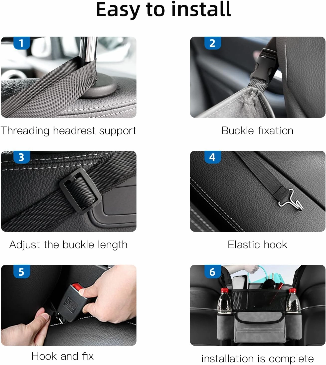 JEYODA Car Suede Seat Organizer High-capacity Seat Back Pouch Central Storage for Pickup SUVs Double-sided Tissue Storage Handbag Holder Car Accessories (Black)