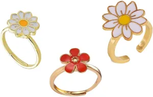 JILIYUPA 3 Pcs 14K Gold Plated Anxiety Fidget Stacking Rings for Women - Sunflower Spinner Ring Open Adjustable Fidget Rings for Anxiety Relieving Stress Spinner Ring Set for Women Girl Teen