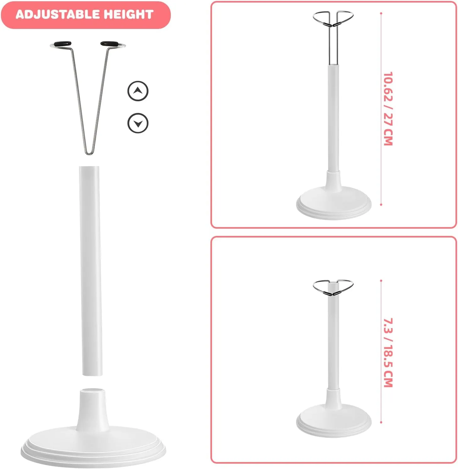 jojofuny 2Pcs Doll Support Stand - Portable Doll Bear Toy Organizer Display Bracket Holder Frame Rack for Home Shop - 35cm White