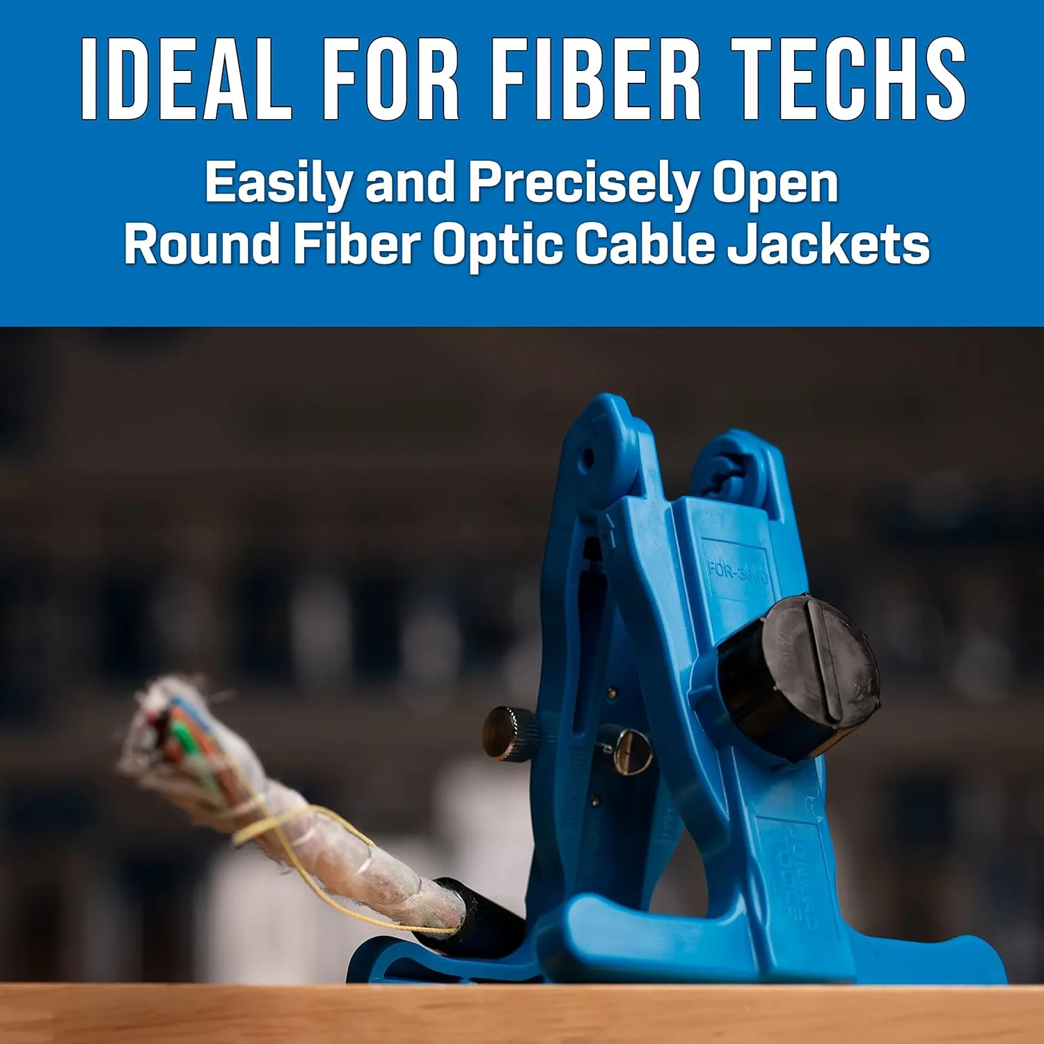 Jonard Tools FOR-3000 Round Fiber Optic Cable Stripper for Fast and Precise Jacket Removal, 9 mm to 19 mm Diameter, Blue