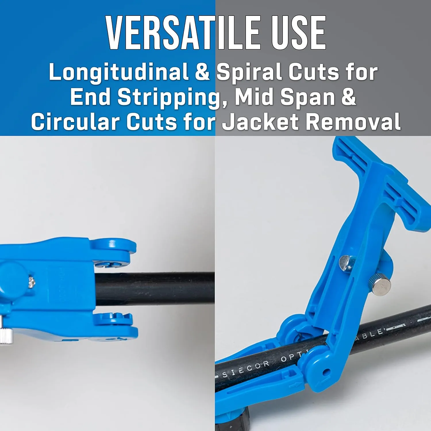 Jonard Tools FOR-3000 Round Fiber Optic Cable Stripper for Fast and Precise Jacket Removal, 9 mm to 19 mm Diameter, Blue