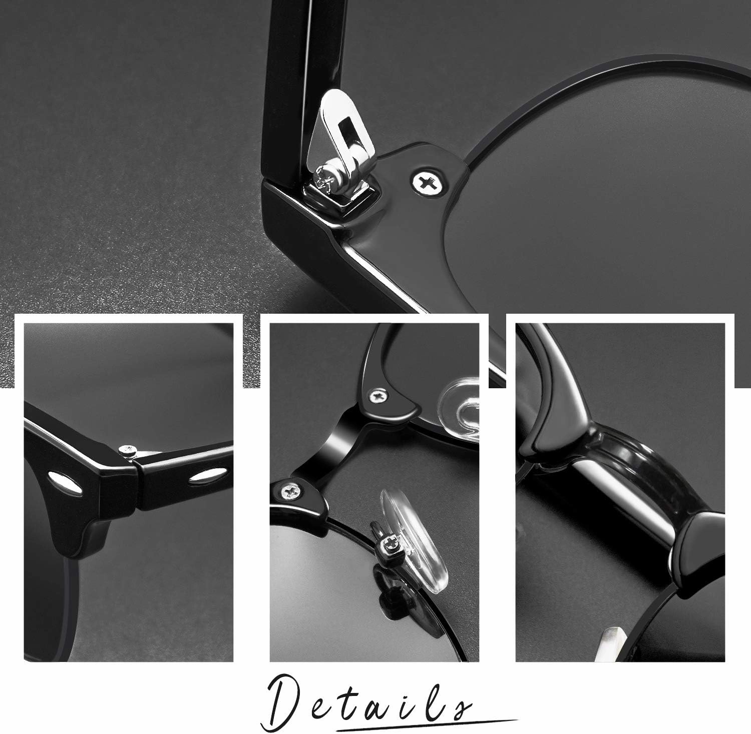 Joopin Vintage Sunglasses Half Frame Sun Glasses Polarized UV Protection Browline Shades for Women Men