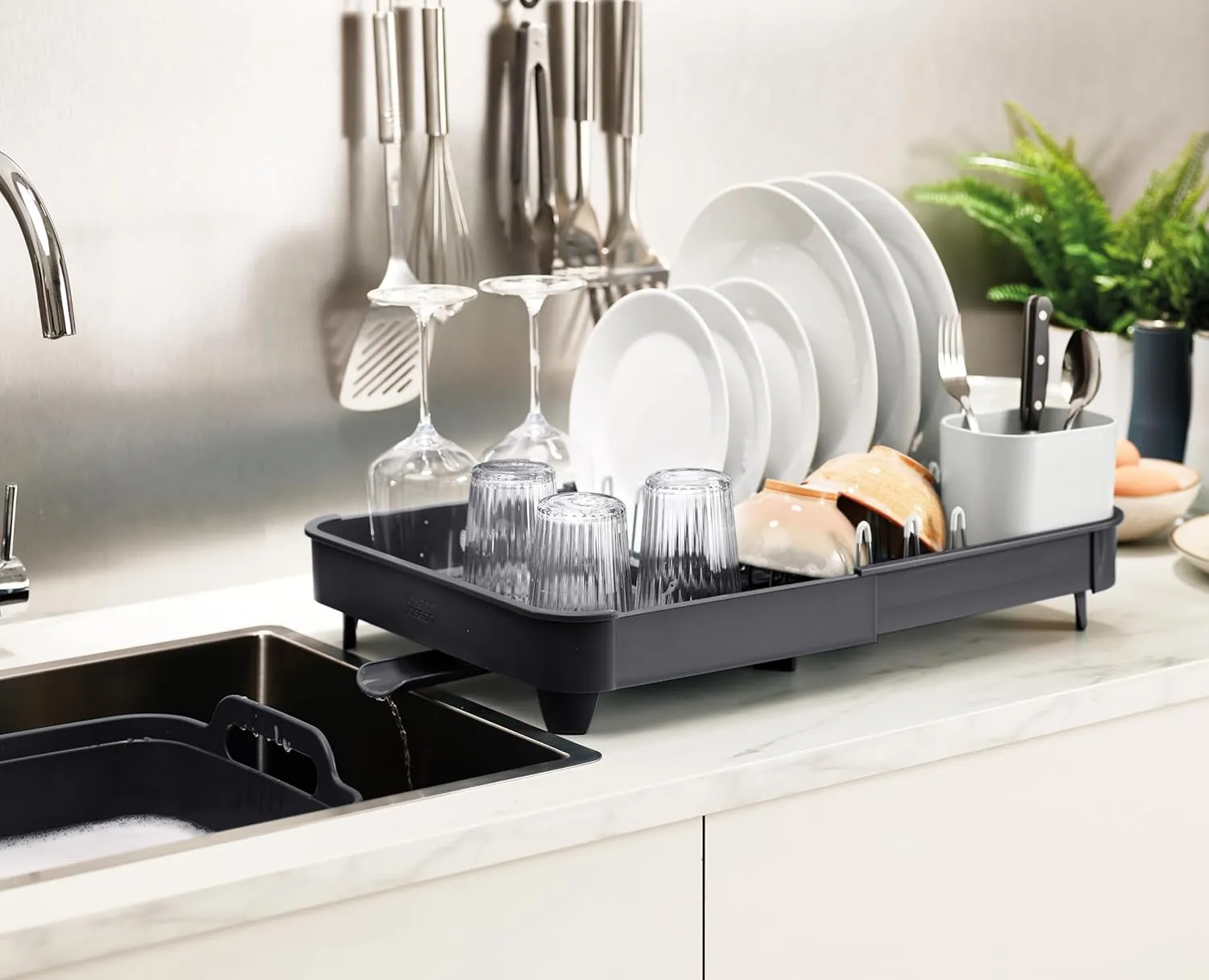 Joseph Joseph Extend Expandable Dish Drying Rack and Drainboard Set , Gray