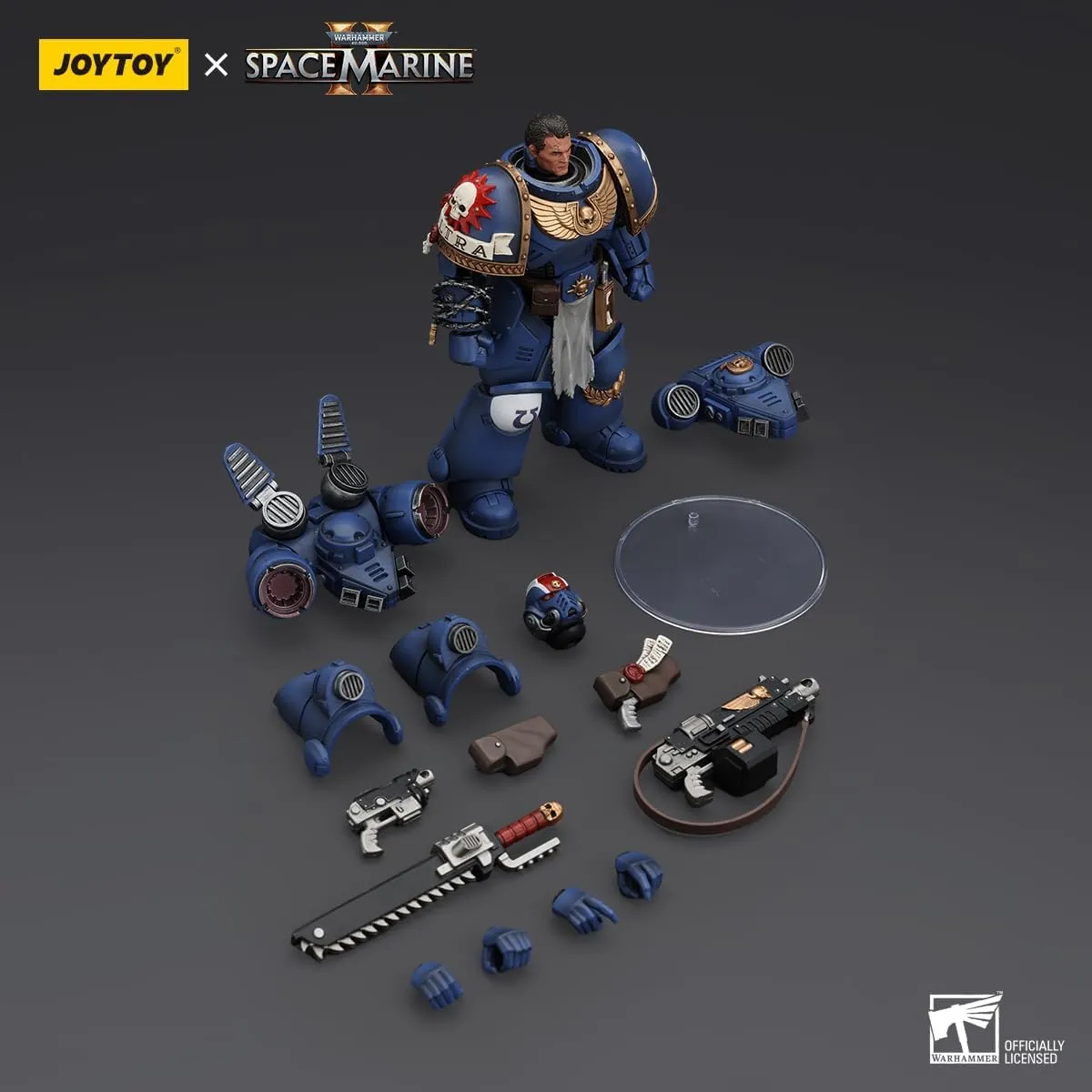 JOYTOY VVUFXQH Warhammer 40k 1/18 Uitramarines Lieutenant Titus 4.7-inch Action Figure Game Model Toy