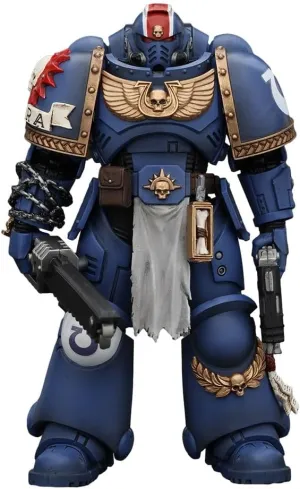 JOYTOY VVUFXQH Warhammer 40k 1/18 Uitramarines Lieutenant Titus 4.7-inch Action Figure Game Model Toy