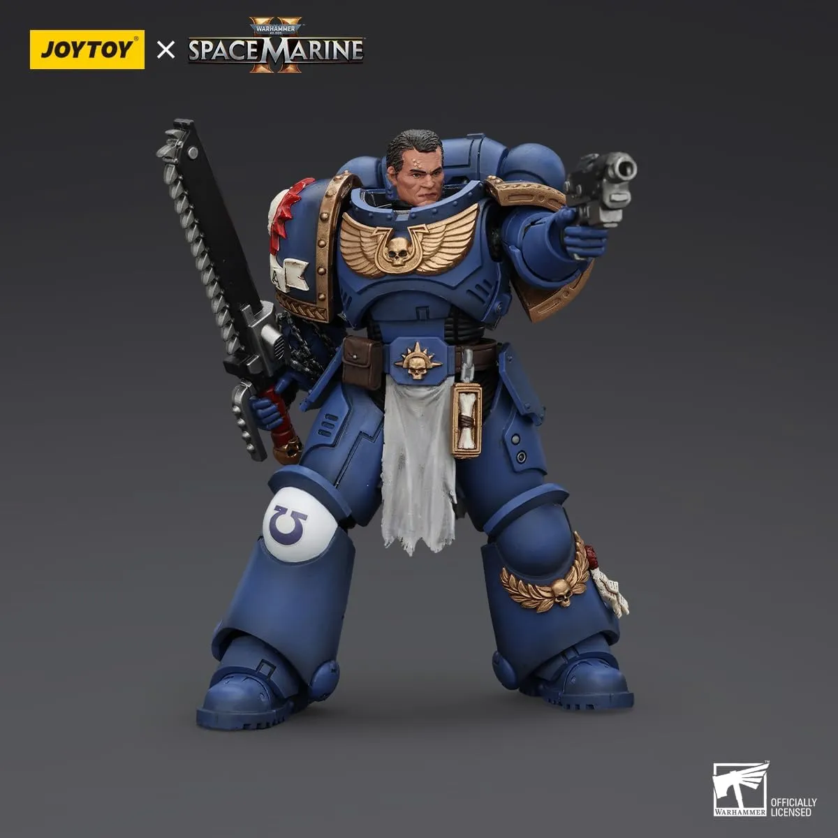JOYTOY VVUFXQH Warhammer 40k 1/18 Uitramarines Lieutenant Titus 4.7-inch Action Figure Game Model Toy