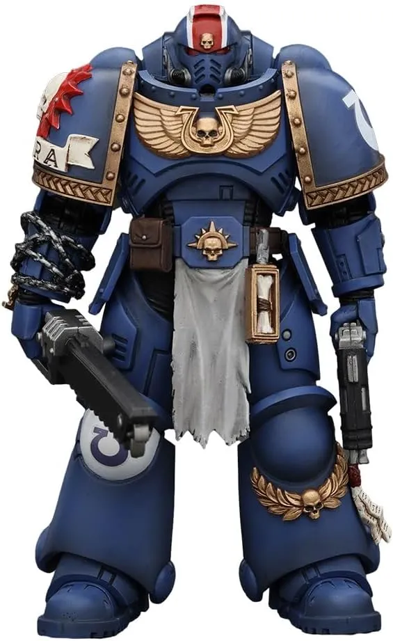 JOYTOY VVUFXQH Warhammer 40k 1/18 Uitramarines Lieutenant Titus 4.7-inch Action Figure Game Model Toy