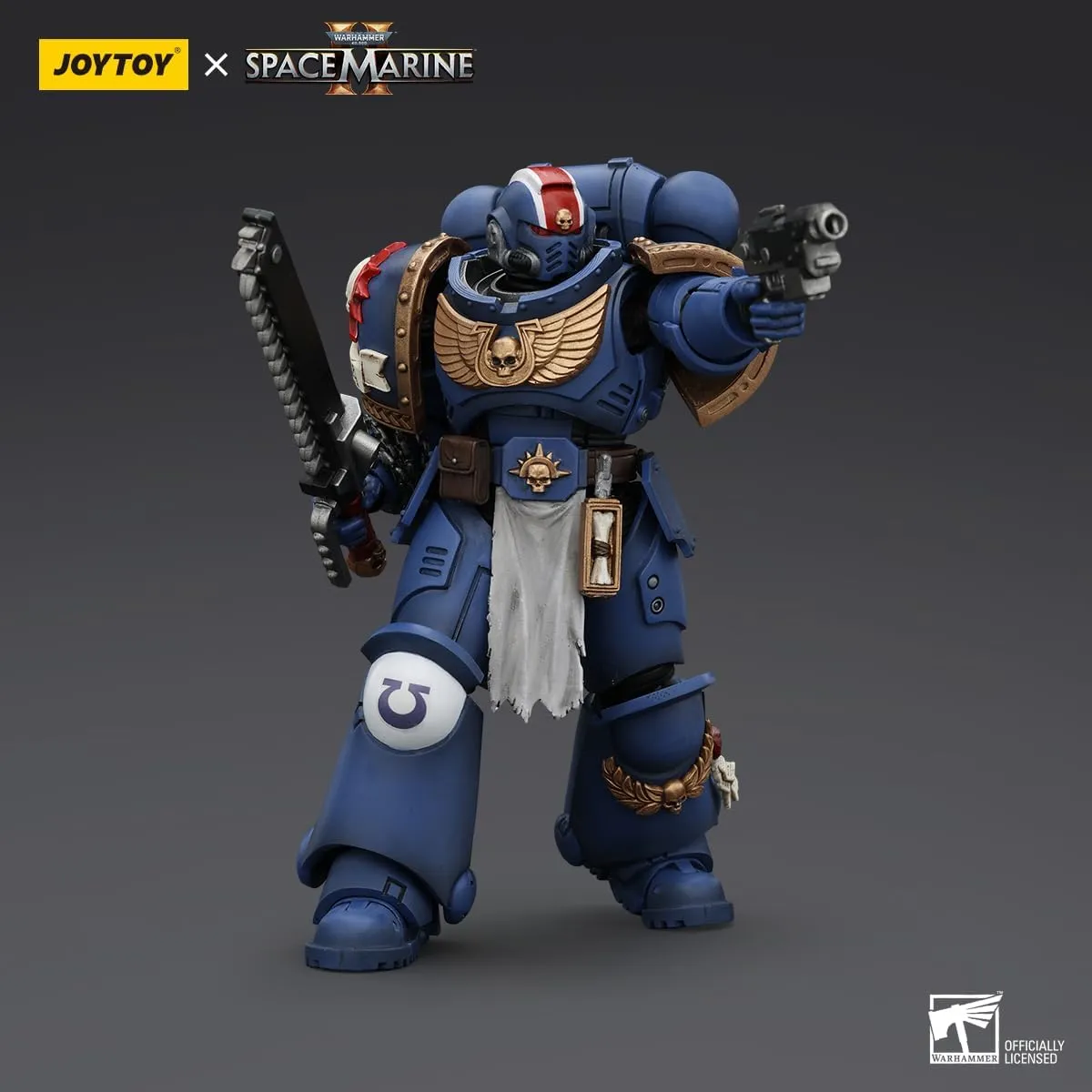 JOYTOY VVUFXQH Warhammer 40k 1/18 Uitramarines Lieutenant Titus 4.7-inch Action Figure Game Model Toy