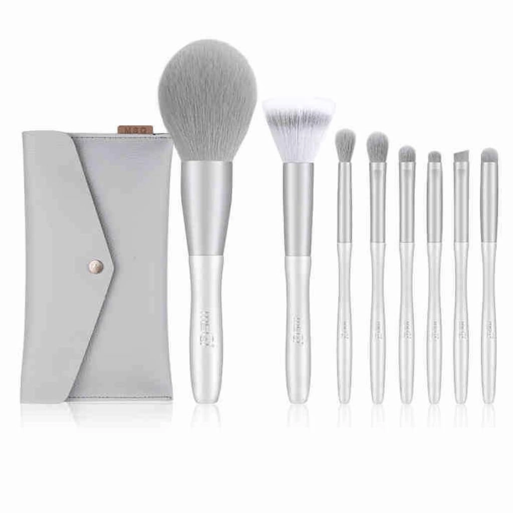 JSEIAJB 8 silver snow makeup brush sets full set of lip brushes eye shadow powder blusher powder brushes beauty tools