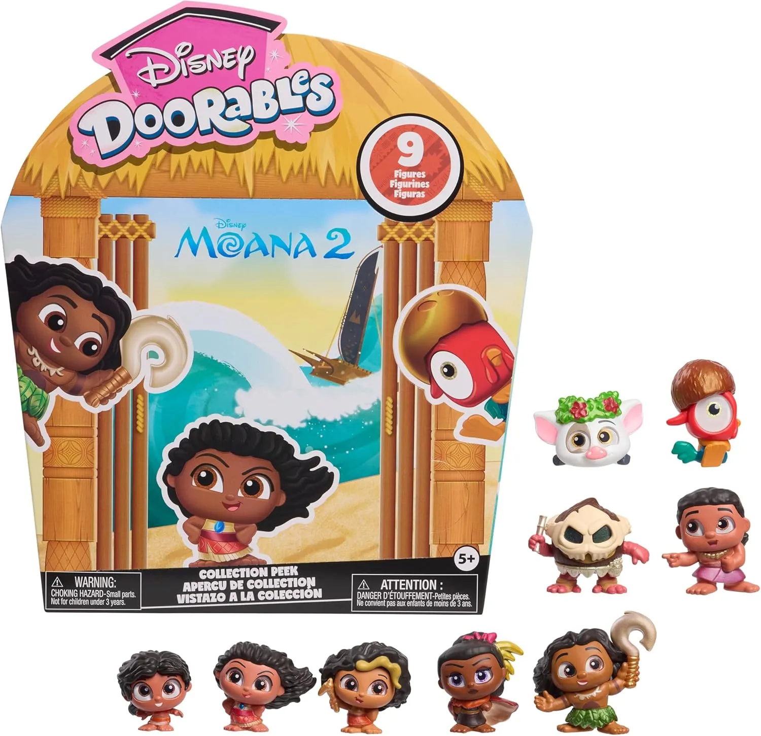 Just Play Disney Doorables Moana 2 Collection Peek, Collectible 1.5-inch Mini Toy Figures, Kids Toys for Ages 5 Up