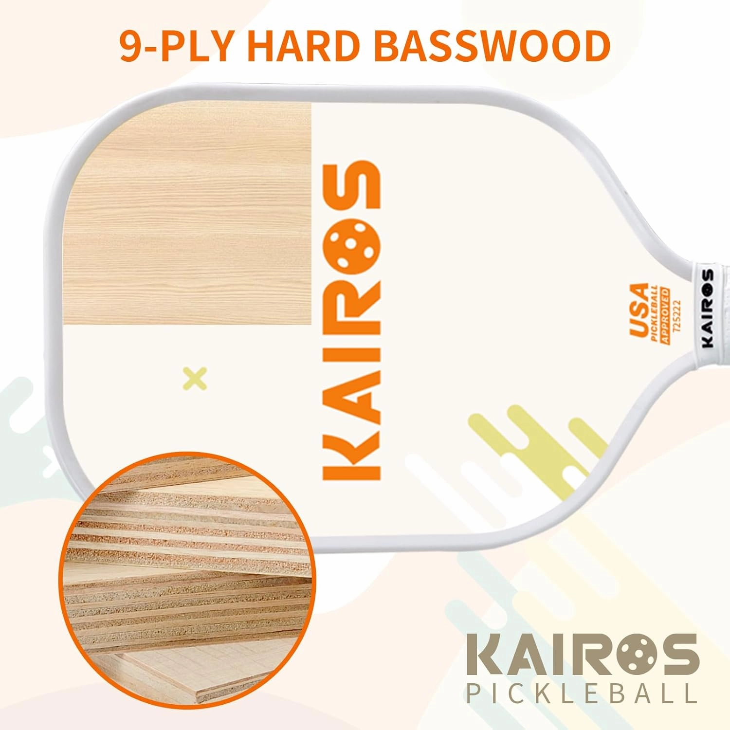 KAIROS Pickleball Paddles, USAPA Approved Pickle Ball Set with 2 Rackets 4 Pickle Balls, Non-Slip Grip Fiberglass Surface Pickleball for Beginners