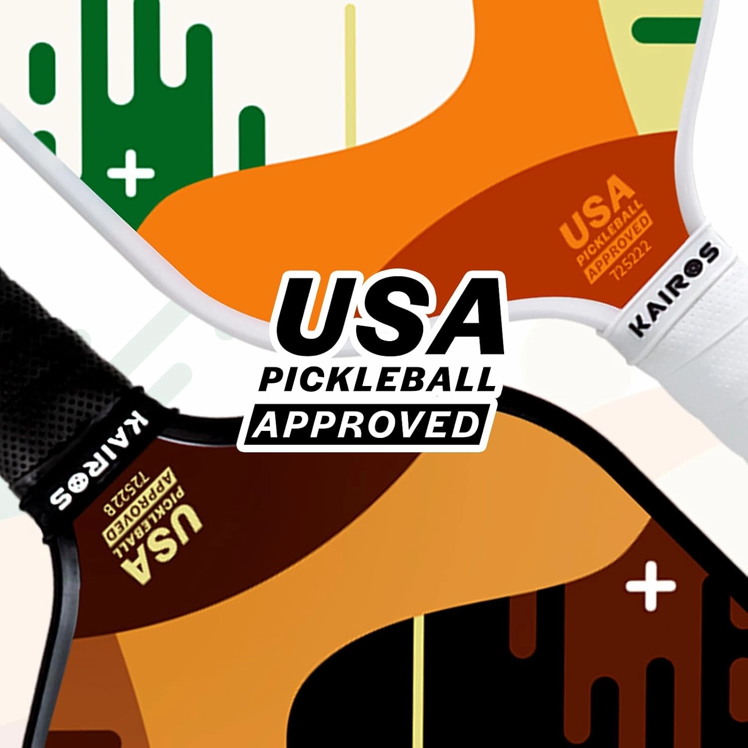 KAIROS Pickleball Paddles, USAPA Approved Pickle Ball Set with 2 Rackets 4 Pickle Balls, Non-Slip Grip Fiberglass Surface Pickleball for Beginners