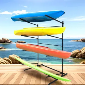Kayak Storage Rack, Heavy Duty 4-Tier Adjustable Freestanding Kayak Stand for Kayaks, Canoes, Surfboard, Paddleboard Kayak Rack for Indoor & Outdoor & Garage