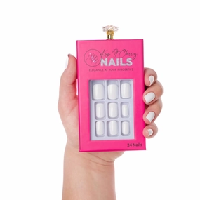 Keep It Classy Press-On Nails Kit by Monyetta Shaw || Snow White, Squared Oval Short || Reusable, Vegan, Non-Toxic, Easy Application || One 24 Nail Kit