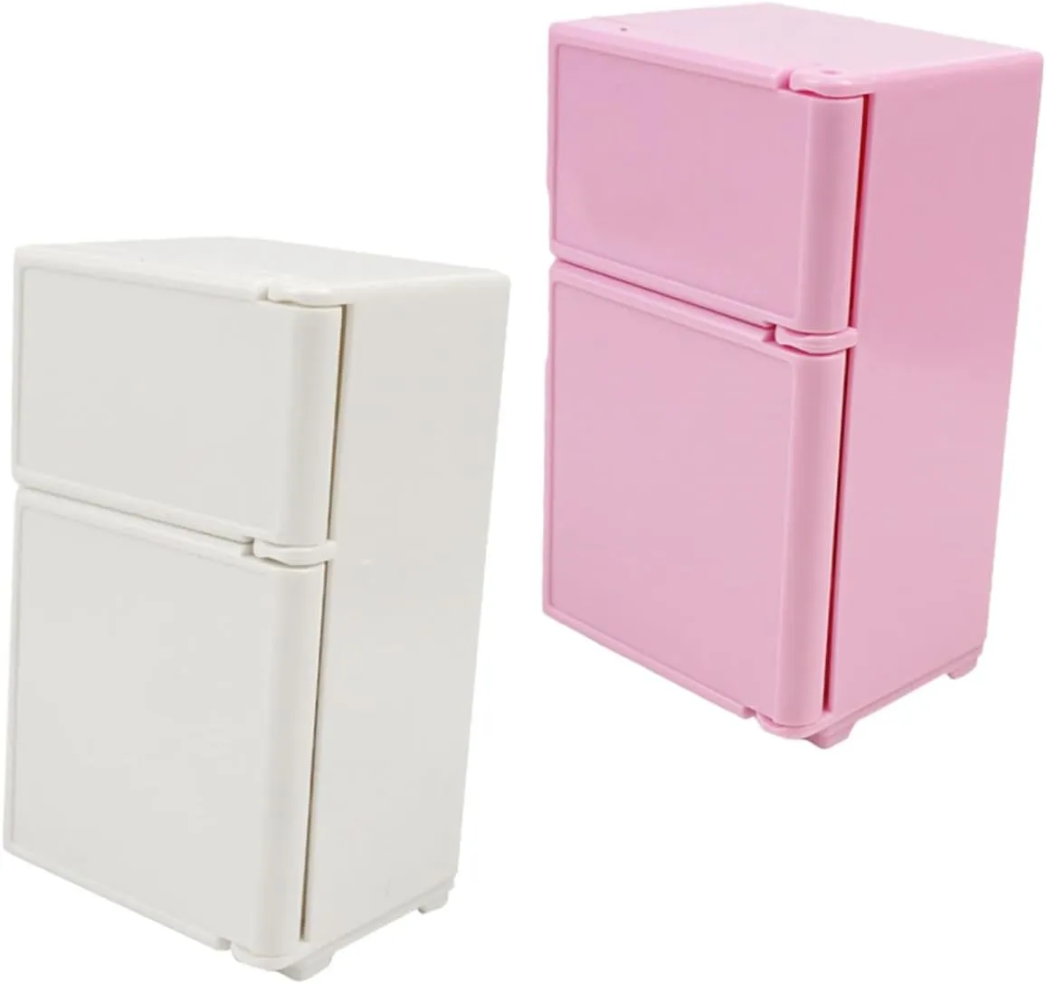 KESYOO 2sets Miniature Fridge for Dollhouse Cute Refrigerator Furniture Lifelike Dollhouse Accessories for Play Kitchen Scenes Compact Portable Design 2pcs*2