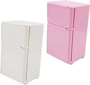 KESYOO 2sets Miniature Fridge for Dollhouse Cute Refrigerator Furniture Lifelike Dollhouse Accessories for Play Kitchen Scenes Compact Portable Design 2pcs*2