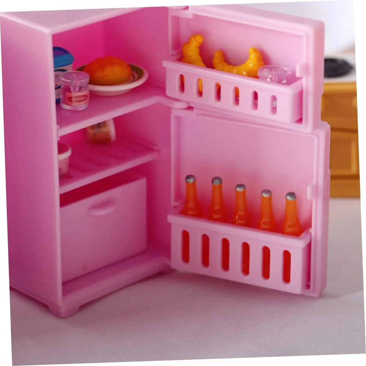 KESYOO 2sets Miniature Fridge for Dollhouse Cute Refrigerator Furniture Lifelike Dollhouse Accessories for Play Kitchen Scenes Compact Portable Design 2pcs*2
