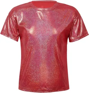 Kids Boys Girls Metallic Shiny T-Shirt Jazz Hip Hop Dance Tops Short Sleeves Loose T-Shirt for Performance Costume