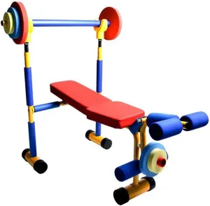 Kids Fitness Exercise Equipment, Fitness Exercise Equipment for Kids, Weight Bench Adjustable Barbell, Bench and Leg Press, Fun Exercise Toy Bench for Kids Ages 3-12 Years