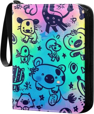 Kigai Colorful Animals Card Binder - 400 Pockets Card Holder with 50 Sleeves, Trading Card Album Folder for Boys Girls