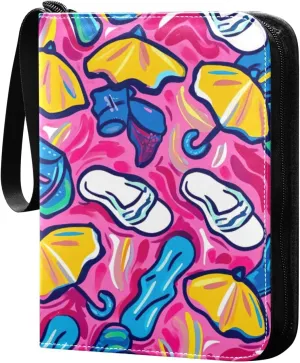 Kigai Colorful Beach Pattern Card Binder - 400 Pockets Card Holder with 50 Sleeves, Trading Card Album Folder for Boys Girls