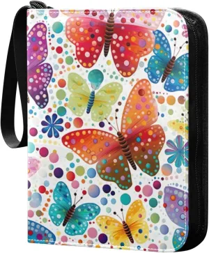 Kigai Colorful Butterflies Card Binder - 400 Pockets Card Holder with 50 Sleeves, Trading Card Album Folder for Boys Girls