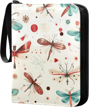 Kigai Colorful Dragonfly Card Binder - 400 Pockets Card Holder with 50 Sleeves, Trading Card Album Folder for Boys Girls
