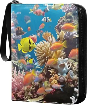 Kigai Colorful Fishes Card Binder - 400 Pockets Card Holder with 50 Sleeves, Trading Card Album Folder for Boys Girls