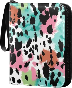 Kigai Colorful Leopard Print Card Binder - 400 Pockets Card Holder with 50 Sleeves, Trading Card Album Folder for Boys Girls