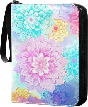 Kigai Colorful Mandala Flower Card Binder - 400 Pockets Card Holder with 50 Sleeves, Trading Card Album Folder for Boys Girls