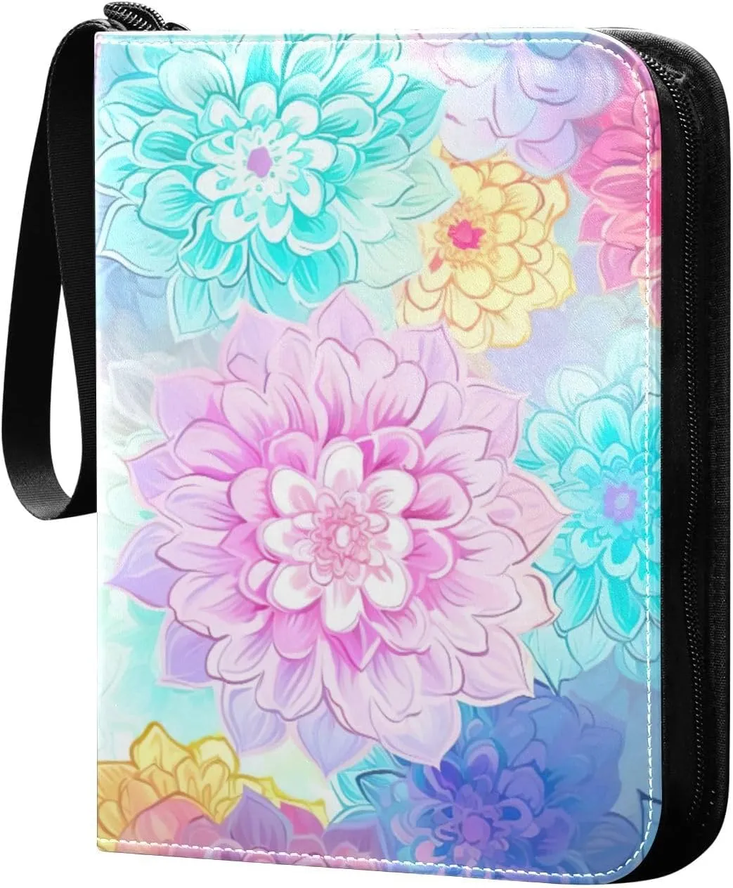 Kigai Colorful Mandala Flower Card Binder - 400 Pockets Card Holder with 50 Sleeves, Trading Card Album Folder for Boys Girls