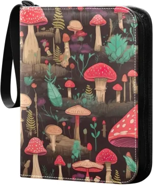 Kigai Colorful Mushrooms Card Binder - 400 Pockets Card Holder with 50 Sleeves, Trading Card Album Folder for Boys Girls