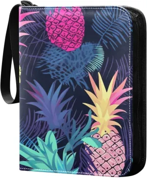 Kigai Colorful Pineapple Card Binder - 400 Pockets Card Holder with 50 Sleeves, Trading Card Album Folder for Boys Girls