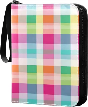 Kigai Colorful Plaid Card Binder - 400 Pockets Card Holder with 50 Sleeves, Trading Card Album Folder for Boys Girls
