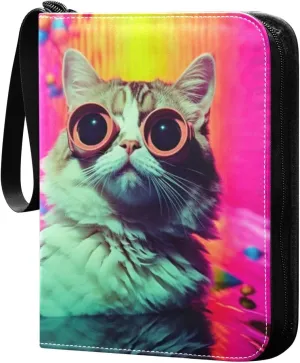 Kigai Colorful Pool Cat Card Binder - 400 Pockets Card Holder with 50 Sleeves, Trading Card Album Folder for Boys Girls