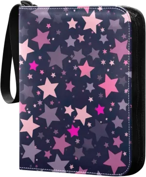 Kigai Colorful Stars Card Binder - 400 Pockets Card Holder with 50 Sleeves, Trading Card Album Folder for Boys Girls