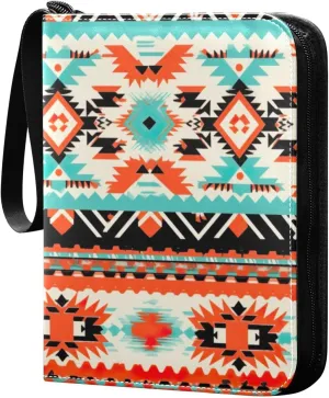 Kigai Colorful Tribal Art Card Binder - 400 Pockets Card Holder with 50 Sleeves, Trading Card Album Folder for Boys Girls