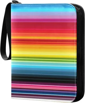 Kigai Mexican Serape Stripes Colorful Card Binder - 400 Pockets Card Holder with 50 Sleeves, Trading Card Album Folder for Boys Girls