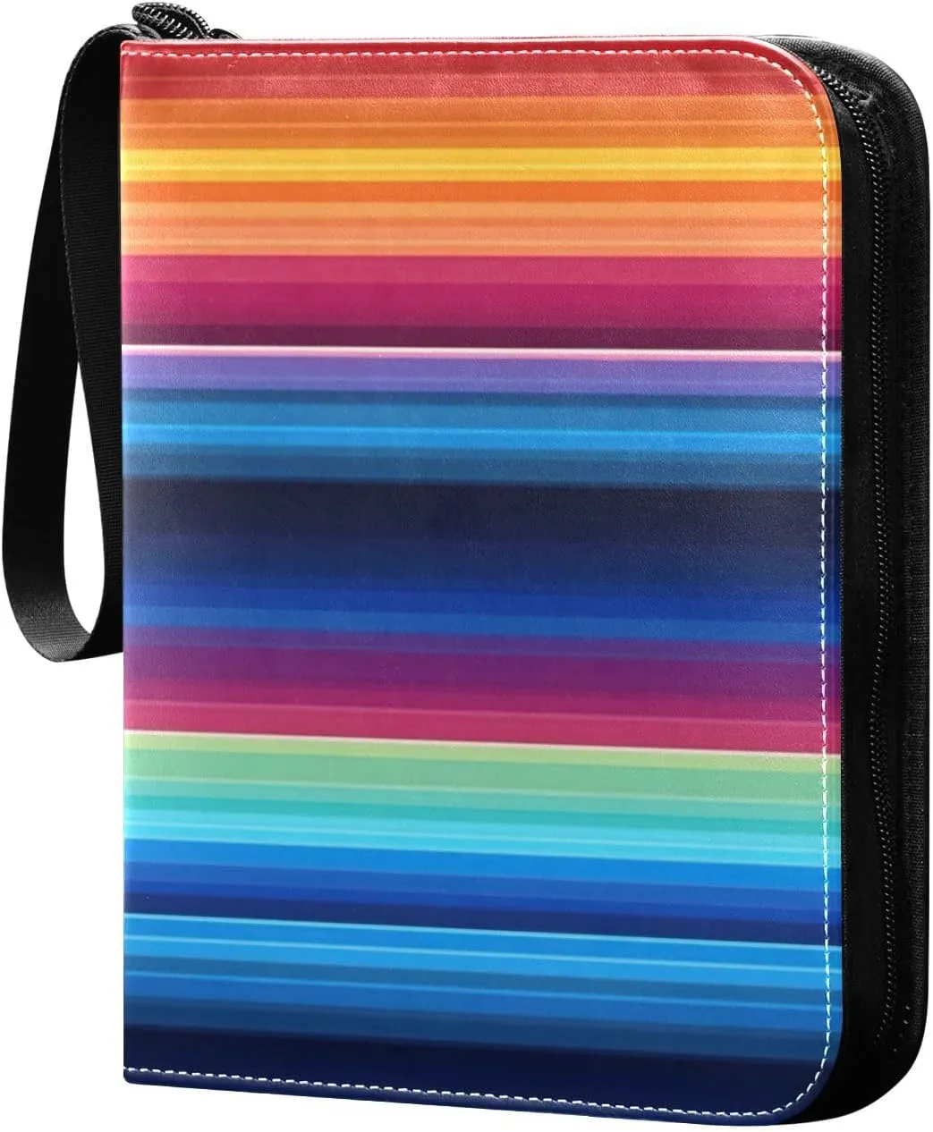 Kigai Mexican Serape Stripes Colorful Card Binder - 400 Pockets Card Holder with 50 Sleeves, Trading Card Album Folder for Boys Girls