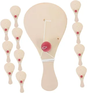 Kisangel Hand-Painted Wooden Racket Craft Kit 12 Pcs Paddle Ball Set for Boys and Girls' Coloring Paddle Game