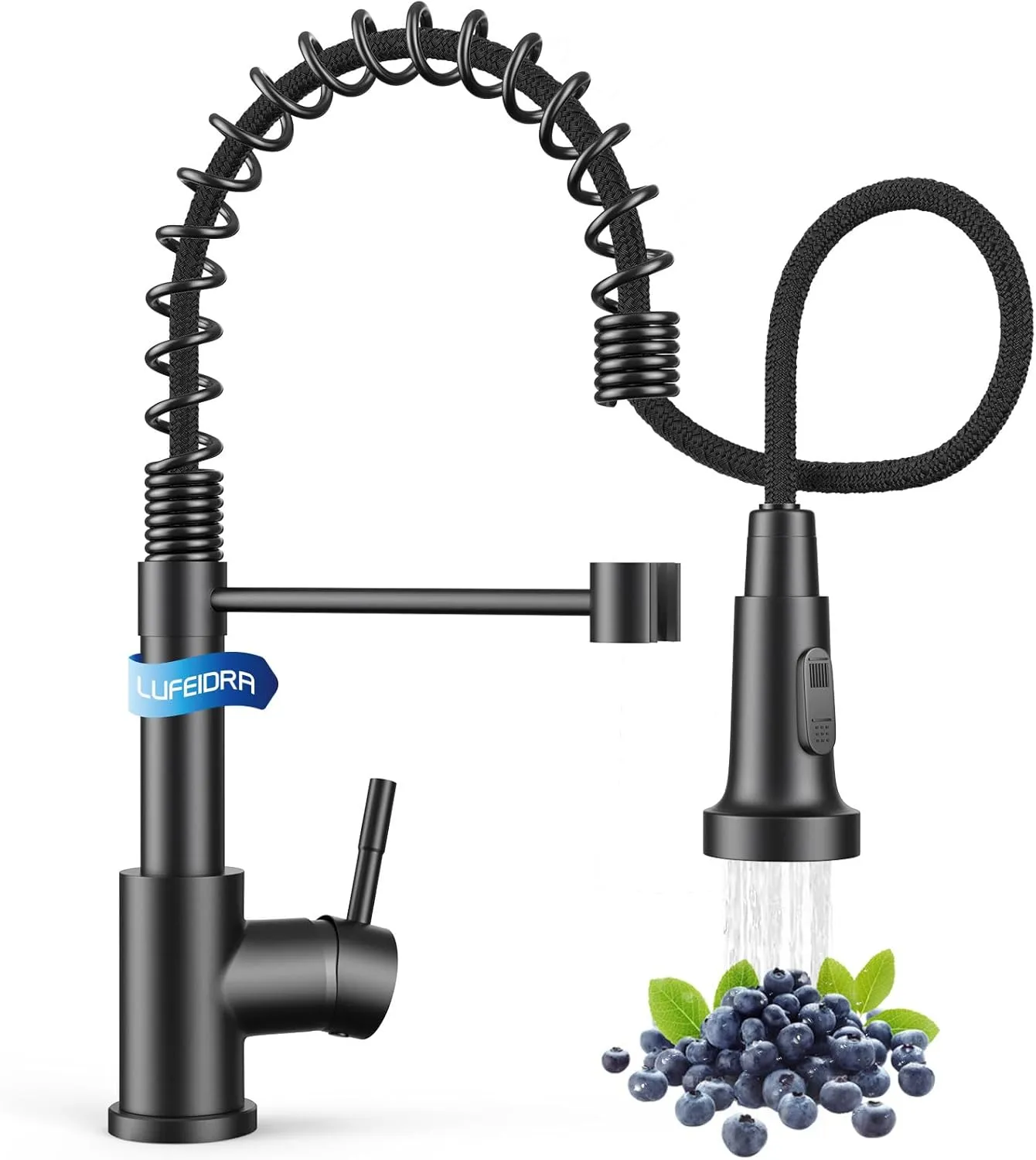 Kitchen Faucet with Pull Down Sprayer, High Arc Single Handle Stainless Steel Kitchen Sink Faucet with Sprayer for Rv Camper, Matte Black