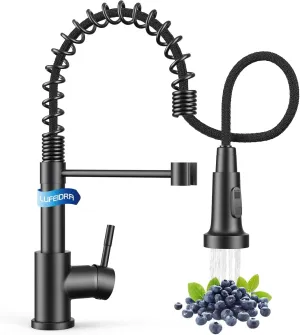 Kitchen Faucet with Pull Down Sprayer, High Arc Single Handle Stainless Steel Kitchen Sink Faucet with Sprayer for Rv Camper, Matte Black