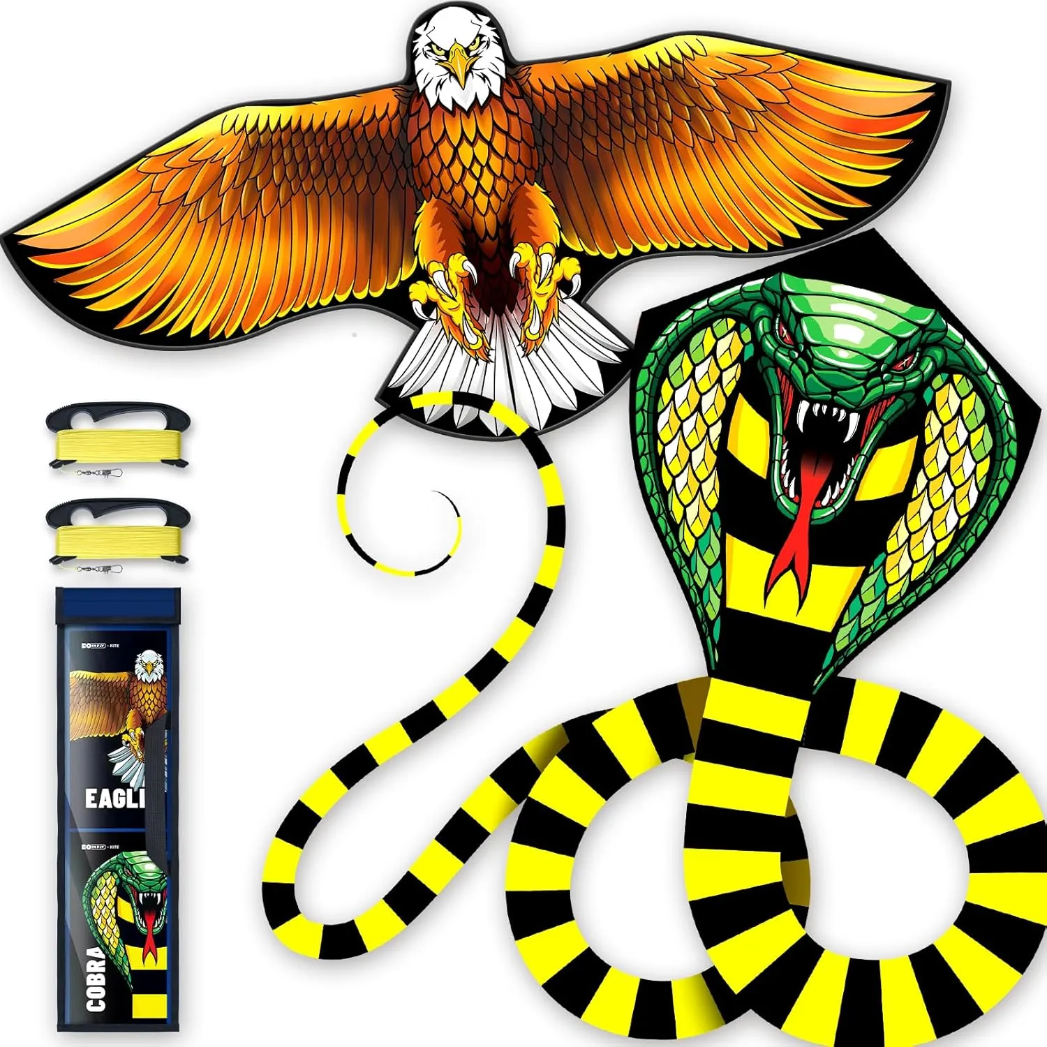 Kite for Ages 8-12, Easy to Fly and Assemble Rocket Kites for Beginner, Single Line String Professional Kites for Beach and Outdoor Activity (Eagle & Snake Kite Set)
