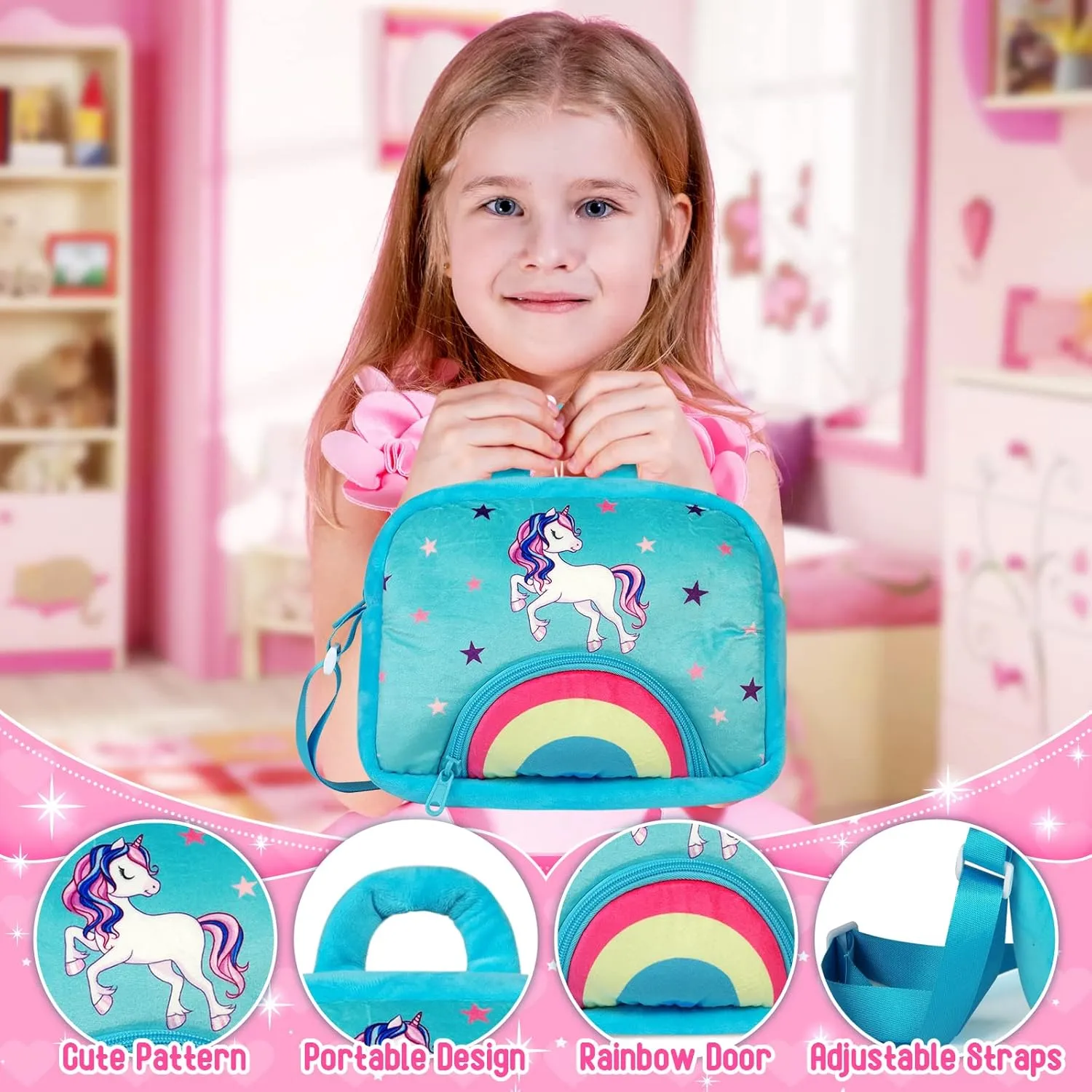KMUYSL Unicorn Plush Toys for Girls Ages 3 4 5 6 7 8  Year Old - 5 Pcs Unicorn Stuffed Animals, Soft Plush Toys Set, Idea Xmas Valentines Easter Birthday Gifts for Kids